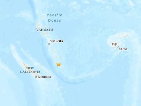 瓦努阿图附近海域发生5.2级地震震源深度126.9千米