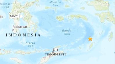 印尼西南部海域发生5.0级地震震源深度33.5千米