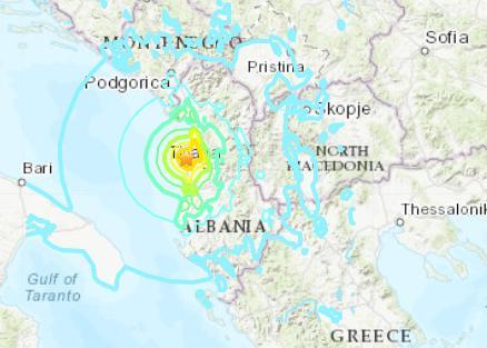 阿尔巴尼亚西部发生6.4级地震震源深度10千米