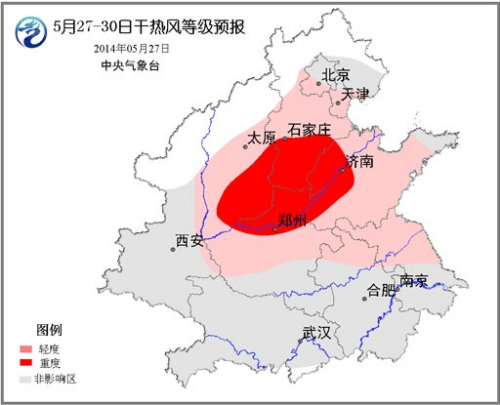 中国华北黄淮高温烧至周末多地将现重度干热风