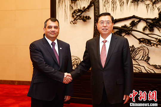 张德江与各国议会联盟主席乔杜里举行会谈