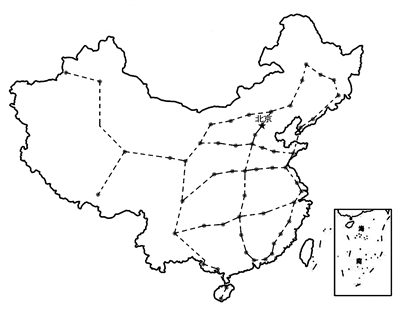 全国骨干光缆简略示意图