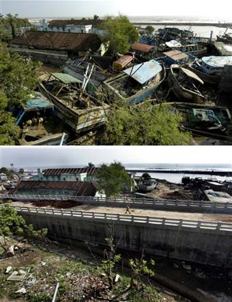 图辑2004年印度洋大海啸一周年前后对比图片