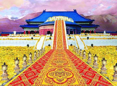 《满城尽带黄金甲》正在拍摄"菊花"场景的重头戏.