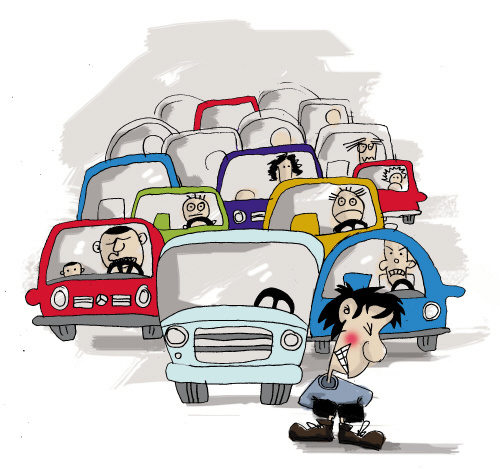 司机内急快速干道上"方便"致堵车300多米(图)