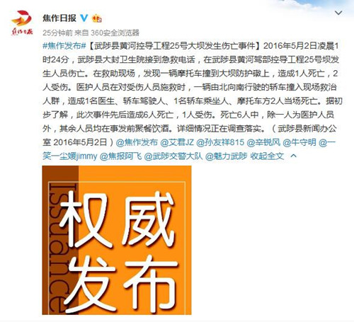 ��������һ�γ�ײ�복�������ֳ�6�����Ѱ���ҽ��