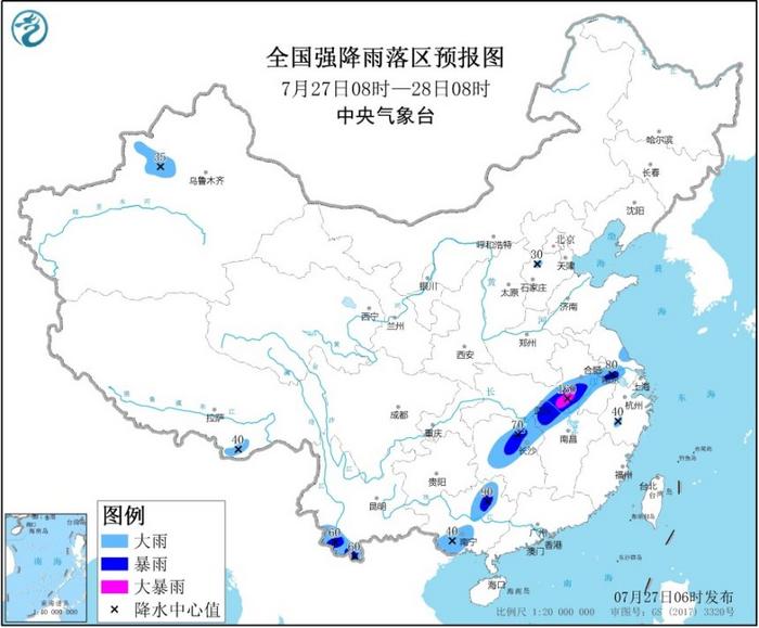 暴雨蓝色预警继续发布：湖北、安徽局地有大暴雨