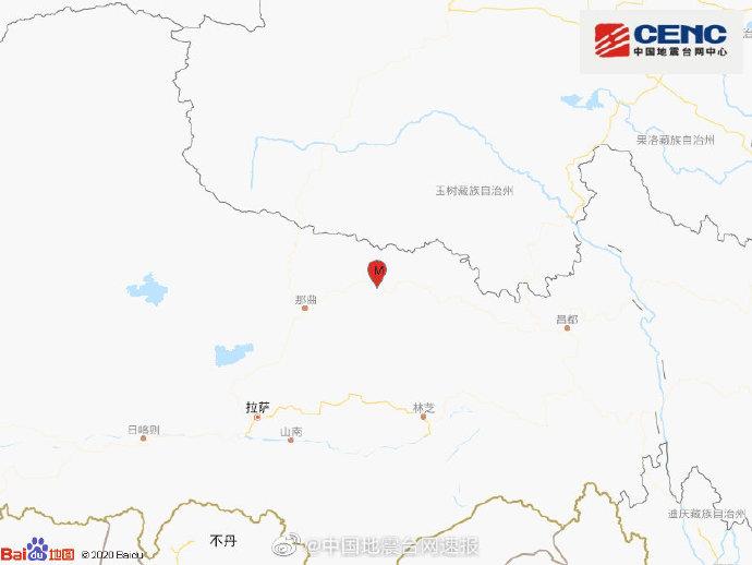 西藏那曲市比如县发生3.7级地震震源深度10千米