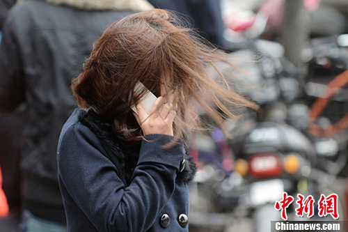 江苏扬州狂风大作气温骤降 当地居民直呼hold不住 (3)