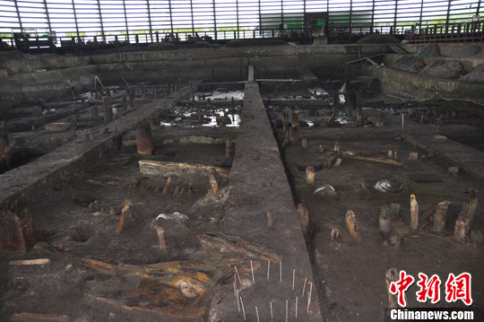 浙江余姚田螺山遗址十年挖掘 出土文物达7000件(2)