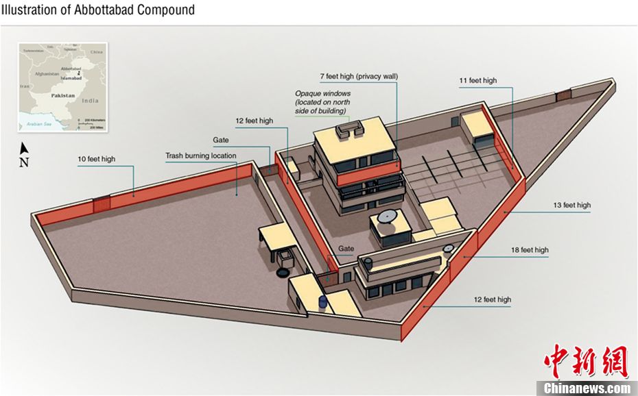 本拉登被击毙时藏身住所内部曝光