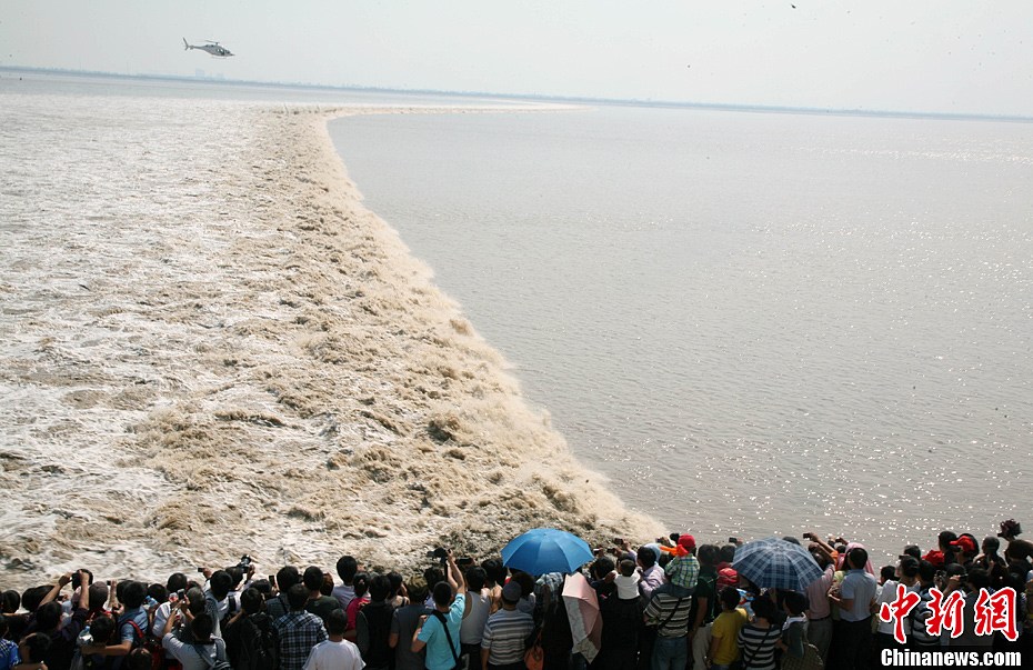 天下第一潮盐官观潮区集聚中外游客16万人