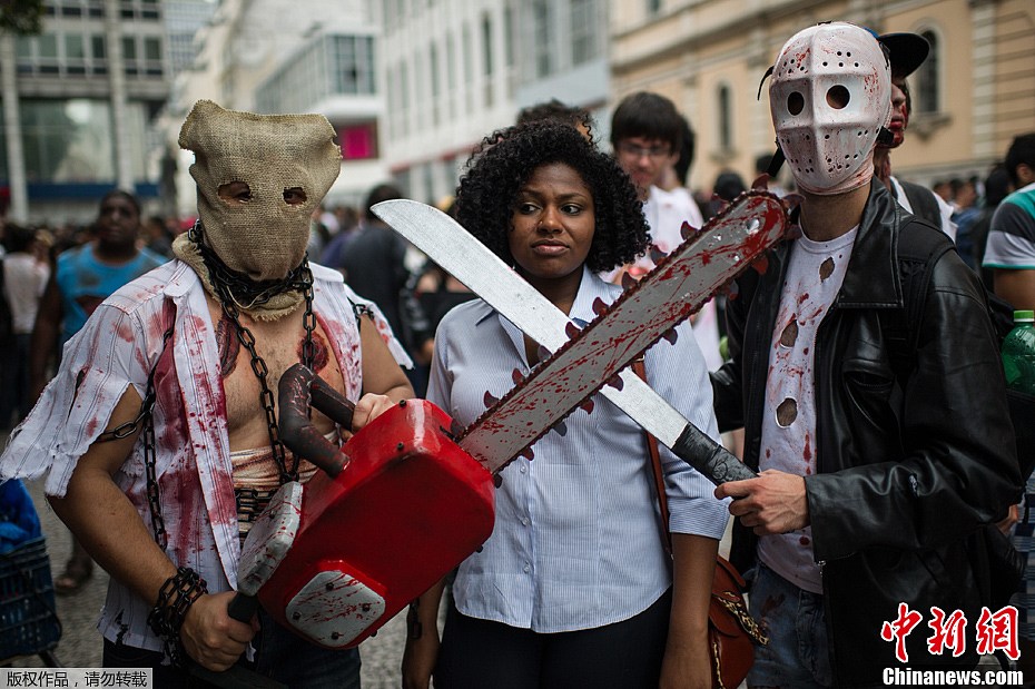 巴西亡灵节举行僵尸大游行 (4/6)