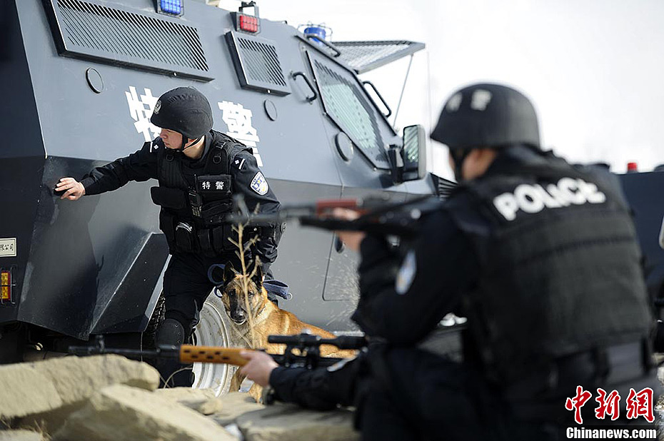 乌鲁木齐特警举行战术突入抓捕实战演练