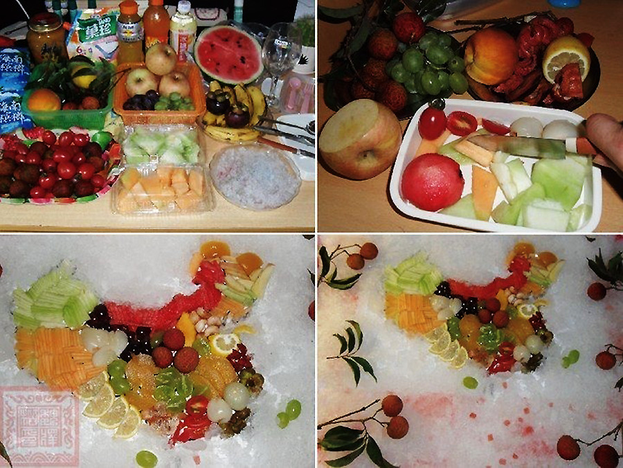 校园牛人奇葩diy之中国地图水果拼盘