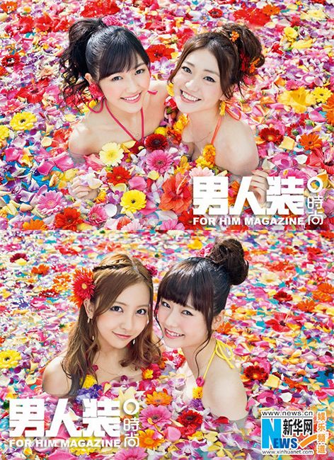 日本少女天团akb48比基尼秀 鲜花裹身甜美可人