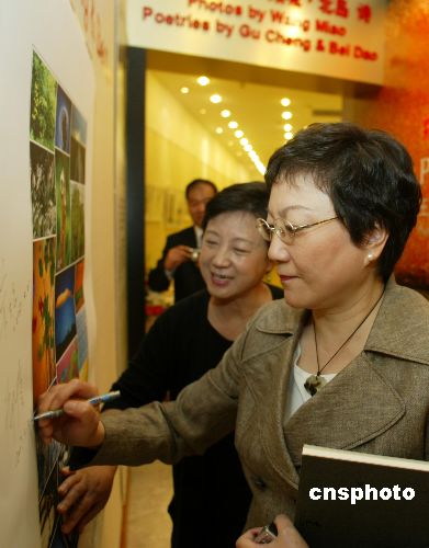 图:邓榕参观摄影家王苗影展