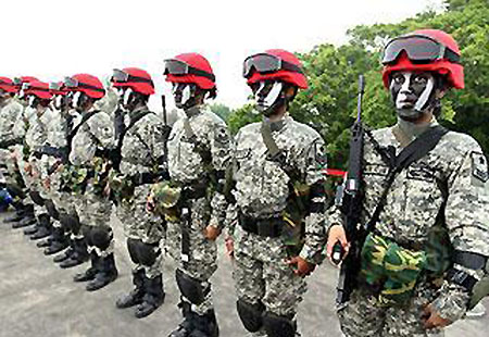 台军举行反空降演练女伞兵首参演