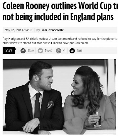 鲁尼妻子无视英格兰太太团禁令称会去巴西(图)