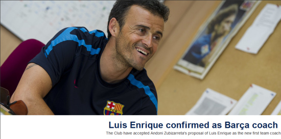 巴萨官方宣布恩里克上任昔日队长成诺坎普主帅