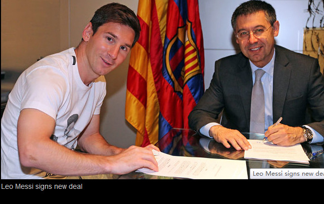 巴萨宣布梅西续约至2018年年薪超C罗成世界第一