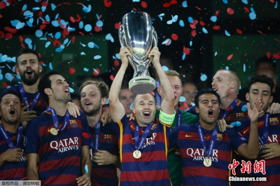 欧超杯:巴萨加时赛绝杀塞维利亚5夺冠追平米兰