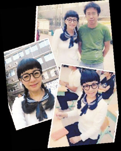 宋丹丹玩制服诱惑似美少女战士扎小辫儿卖萌(图)