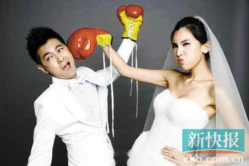 林志颖七夕晒搞怪婚照娇妻戴拳击手套“训”夫(图)