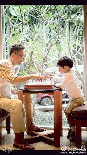 李嘉欣晒老公与儿子对弈照爱子神情专注(图)