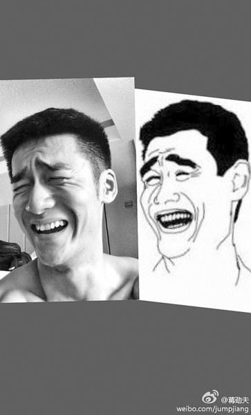 蒋劲夫模仿姚明“囧字脸”惟妙惟肖(图)