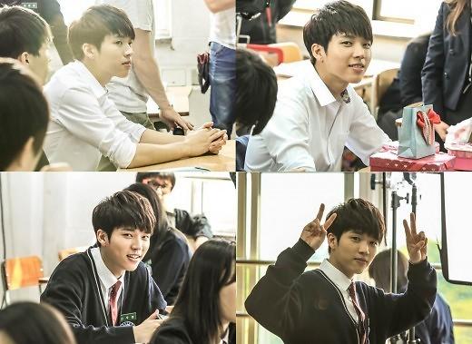 南优贤新剧幕后照曝光身穿校服展调皮笑容(图)