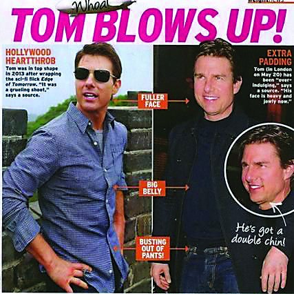 汤姆·克鲁斯发福现双下巴与过去模样相差大(图)