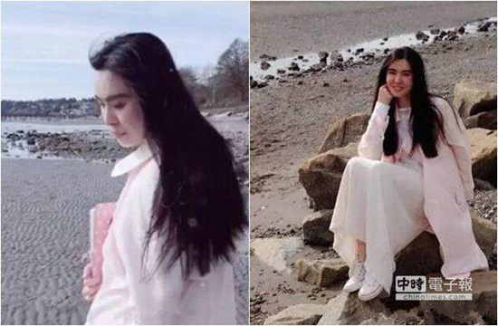 王祖贤海边漫步美照曝光穿白色长裙露甜美微笑(图)